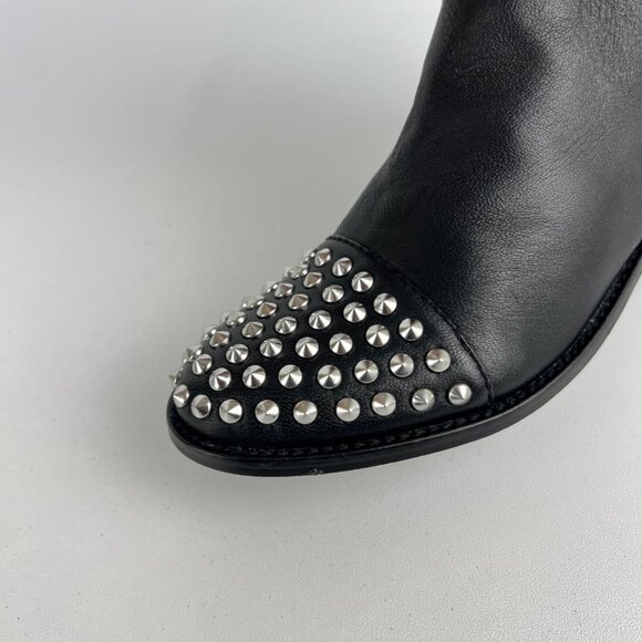 Steve Madden Womens Prague Black Leather Studded Toe Ankle Booties size 6 - Picture 11 of 16